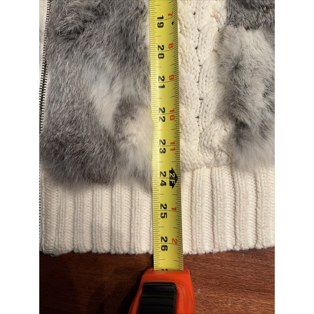 CJ Banks White Knit Vest Rabbit Fur 1 X - Picture 5 of 6